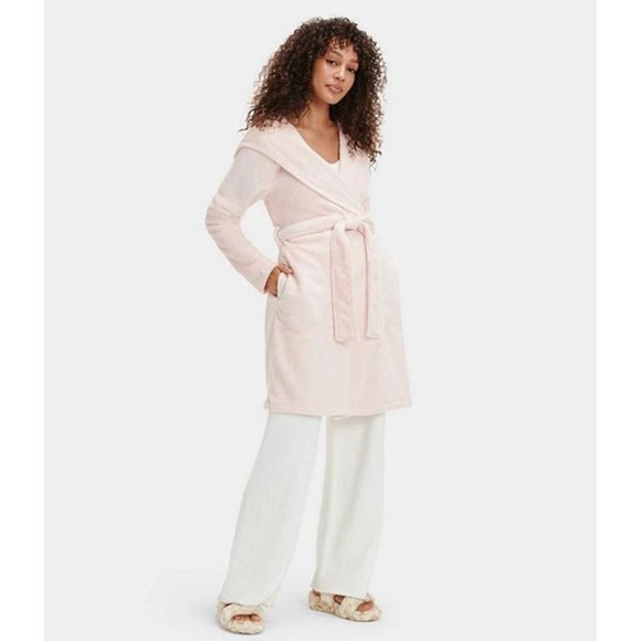 NEW UGG Sizes L, XL, Miranda Hooded Long Sleeve Fleece Cozy Robe - Ice Pink - Picture 5 of 6